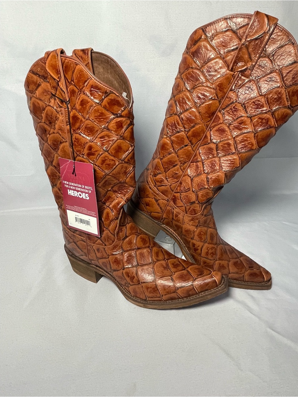 Nocona Croc Embossed Western Cowboy Boots 9B - Picture 2 of 9